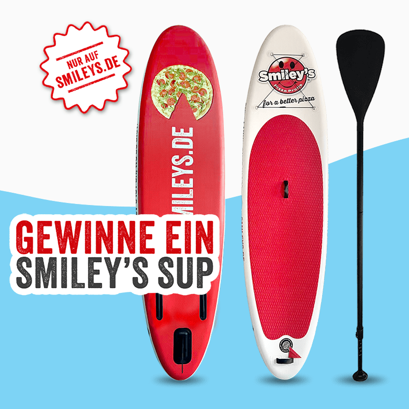 Gewinnspiel für ein Smiley's Stand Up Paddle Board inklusive Paddel, nur auf smileys.de.